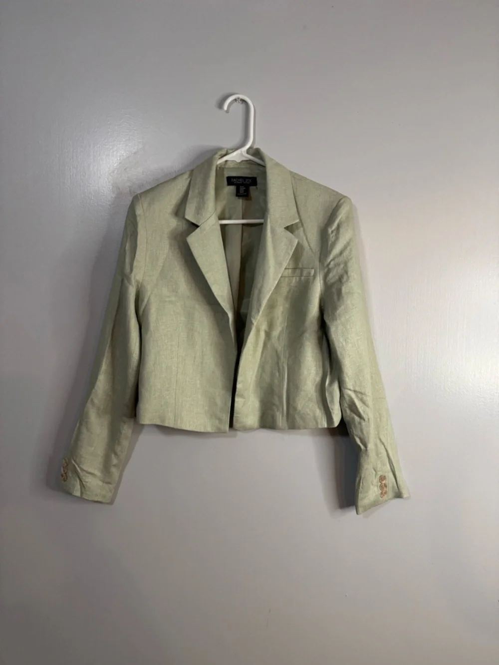 Rachel Zoe Light Green Cropped Blazer Size Medium
